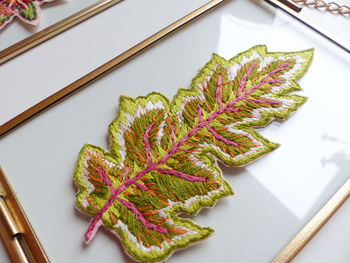 Single Leaf Embroidery Framed Art, 5 of 7