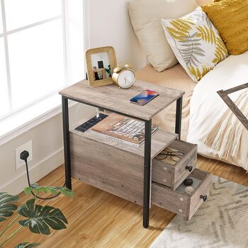 Narrow Side Table Bedside End Table Charging Station, 12 of 12