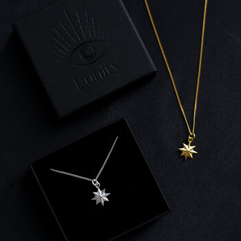 North Star Pendant Necklace In Sterling Silver, 3 of 10