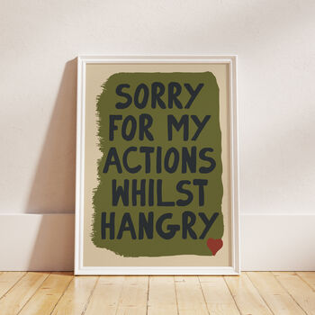 Sorry I'm Hangry Funny Kitchen Print, 8 of 11