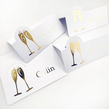 Personalised Wedding, Birthday Or Anniversary Champagne Gold Foiled Place Cards, 3 of 4