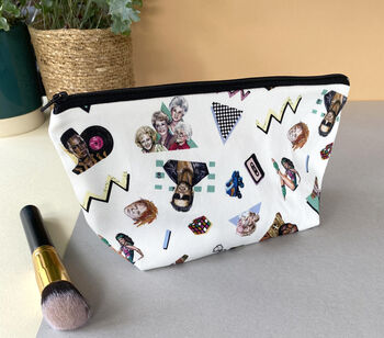80s Pop Culture Zipper Pouch, Retro Makeup Bag, Nostalgic Gift For Her, 3 of 11