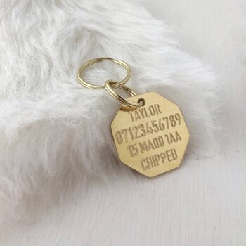 Brass Octagon Dog Name Tag, 3 of 4