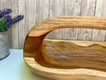 Hand Carved Teak Wooden Root Trug Flower Holder Storage, 4 of 8