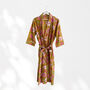 Yellow Floral Print Cotton Dressing Gown Kimono, thumbnail 6 of 7