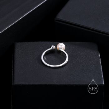 Minimalist Pearl And Ball Open Ring, 6 of 10