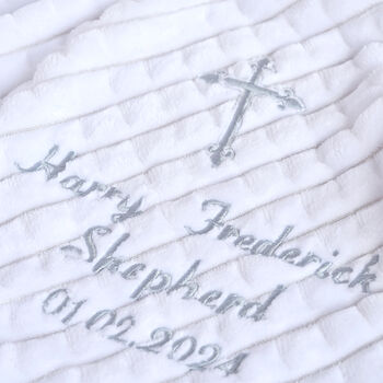 Personalised White Embossed Christening Blanket, 5 of 8