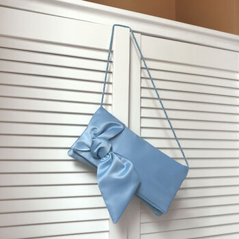 Light Blue Satin Bow Clutch Piper, 5 of 5