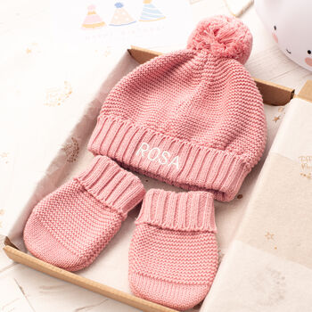 New Baby Bobble Hat And Mittens Letterbox Set, 3 of 12