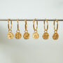 18ct Gold Plated Star Sign Charm Hoop Earrings, thumbnail 2 of 12