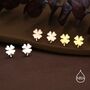 Shamrock Stud Earrings In Sterling Silver, thumbnail 7 of 12