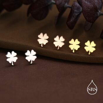 Shamrock Stud Earrings In Sterling Silver, 7 of 12