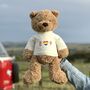 Personalised Medium Teddy With ‘Rainbow Heart’ Jumper, thumbnail 1 of 4