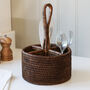 Marbury Brown Round Rattan Cutlery Basket, thumbnail 1 of 2