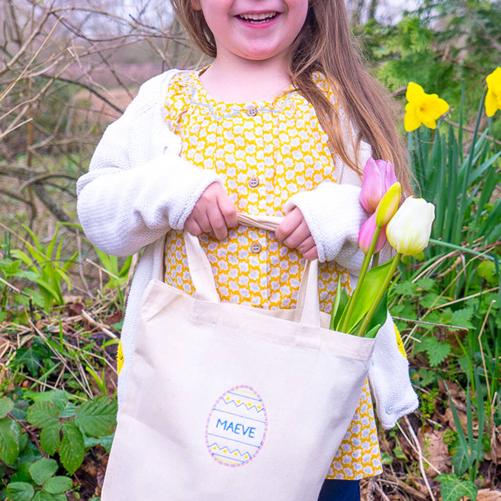 Embroidered Childrens Easter Egg Hunt Bag, 1 of 4