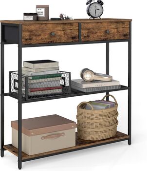 Narrow Console Table Three Tier Fabric Drawer Table, 7 of 7