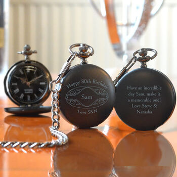 Personalised 80th Birthday Gift Pocket Watch Initials, 2 of 3