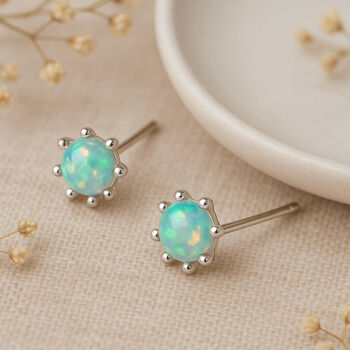 Sterling Silver Green Opal Micro Stud Earrings – 4mm, 4 of 10