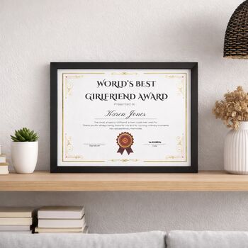 Girlfriend Gifts Best Girlfriend Award Certificate, 2 of 6