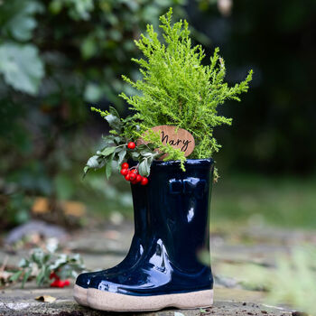 Personalised Midnight Blue Welly Boots Plant Pot, 3 of 10