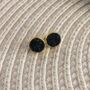 Round 18k Gold Plated Black Druzy Stud Earrings, thumbnail 1 of 4