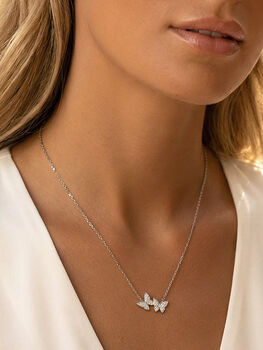 Women's Silver Butterfly Pendant Necklace, Symbol Of Transformation And Luck, Everyday Layering Jewellery, 4 of 5