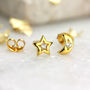 9ct Gold Moon And Star Earrings, thumbnail 1 of 8