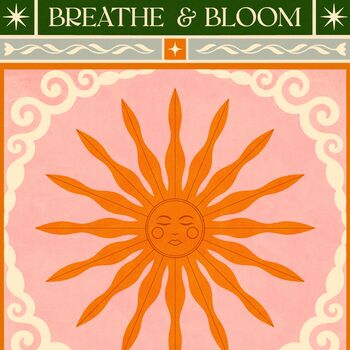 ‘Breathe And Bloom’, Boho Yoga Sun Art Print, 3 of 3