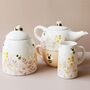 Dusky Pink Floral Bee Ceramic Teapot And Cup Set, thumbnail 9 of 12