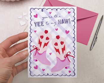 Cute Valentine Card With Cowgirl Boots Pun For Girlfriend Or Wife, 4 of 4
