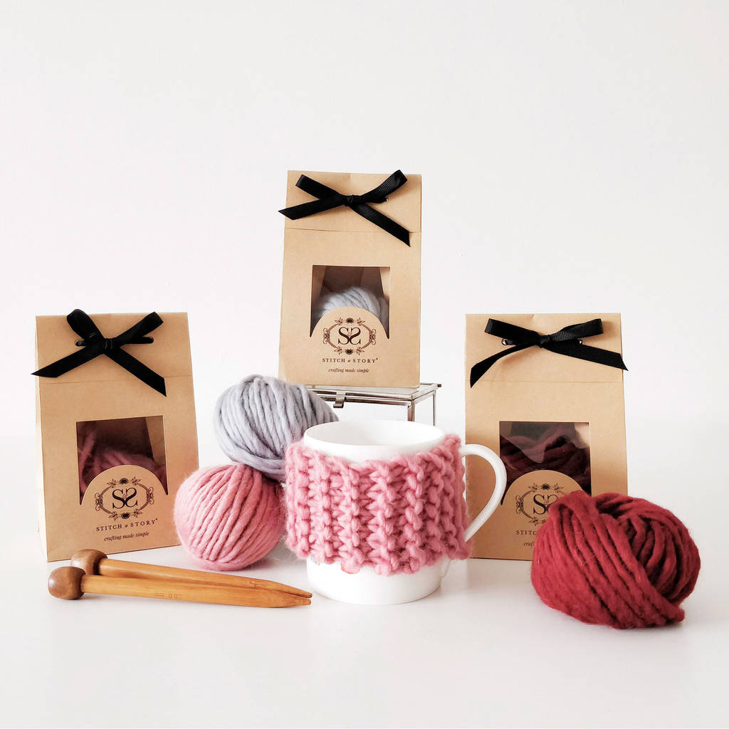 Make Your Own Beginner Cup Cosy Mini Knitting Kit, 1 of 5