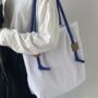 Y2 K Large Nylon Shoulder Tote Bag With Navy Straps, thumbnail 2 of 9