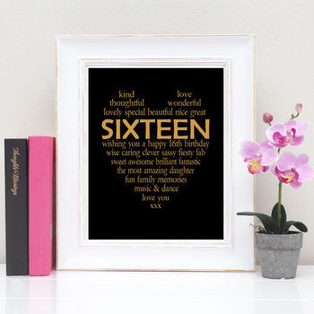 Personalised 13th, 14th Or 16th Birthday Heart Print, 6 of 6