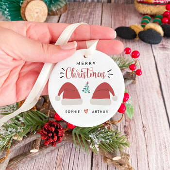 Personalised Merry Christmas Ceramic Ornament With Couple Name, 5 of 7