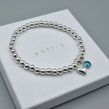Sterling Silver Stretch Bracelet With Birthstone, 3 of 4