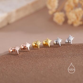 Sterling Silver Barely Visible Starburst Earrings, 6 of 12