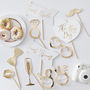 Gold Foiled And White Wedding Photo Booth Props, thumbnail 1 of 3