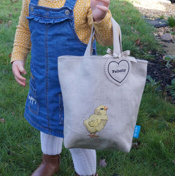 Embroidered Little Chick Easter Egg Hunting Bag, 2 of 6