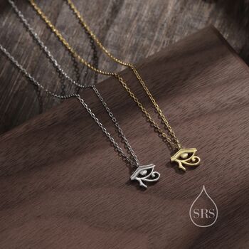 Tiny Eye Of Horus Pendant Necklace In Sterling Silver, 2 of 10