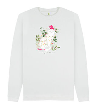 Personalised White Cat Christmas Jumper, 2 of 6