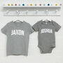 Personalised Sibling T Shirts In Varsity Style, thumbnail 4 of 4