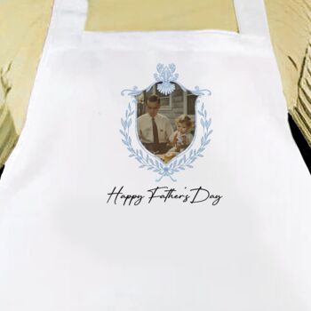 Personalised Dad And Father's Day Blue Crest Photo Apron, 9 of 12