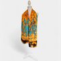 Turquoise And Golden Leaves Silk Blend Scarf, thumbnail 2 of 7
