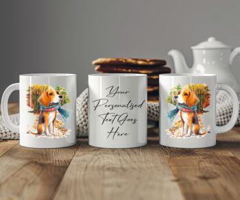 Personalised Beagle Autumn Dog Walk Keepsake Gift Mug, 2 of 2