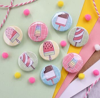 Cute Ice Lolly Badges, Pack Of Four, 2 of 3
