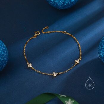 Tiny Cz Trio Bracelet In Sterling Silver, 6 of 11