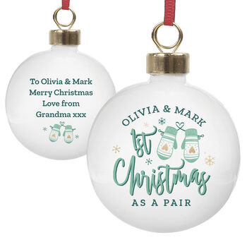 Personalised Couples 1st Christmas As A Pair Bauble, 5 of 5