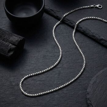 Box Chain Silver Necklace, 2 of 8