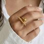Ball Bar Ring Gold Non Tarnish Waterproof, thumbnail 1 of 8