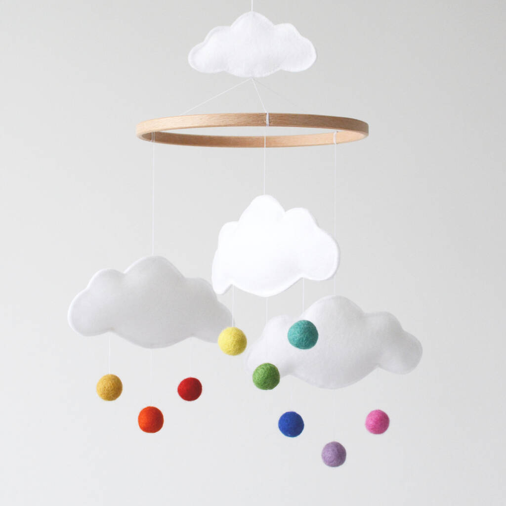 White Cloud And Rainbow Baby Mobile, 1 of 4